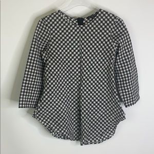 Zara Basic Plaid Back Zip Blouse Size XS
